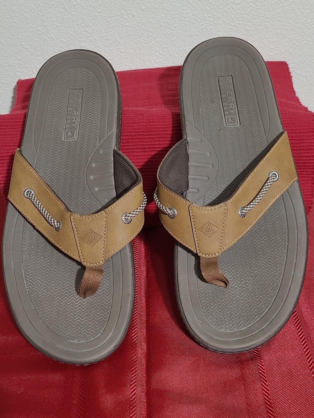 Sperry Top Siders Men's Tan Brown Flip-Flop Sandals